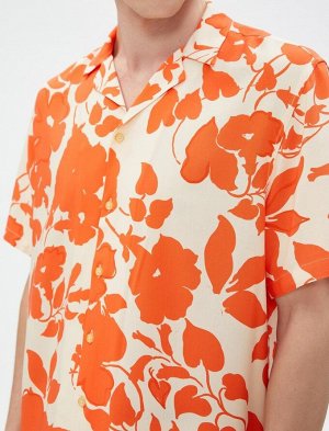 Рубашка с цветочным принтом и коротким рукавом с отложным воротником