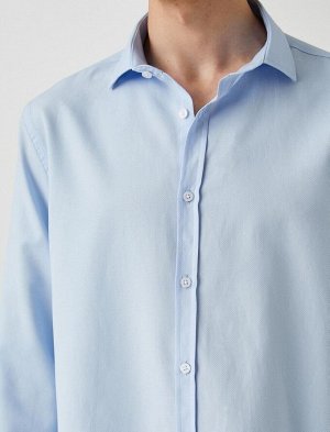 Базовая рубашка Классический воротник с манжетами Длинный рукав Приталенный крой Без железа