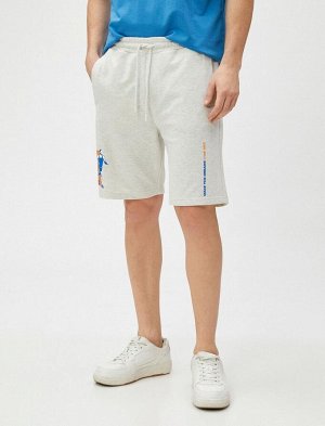 Шорты узкого кроя с баскетбольным принтом и кружевным поясным карманом