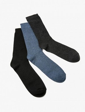 KOTON Мужские базовые носки из трех предметов, разноцветные, текстурированные