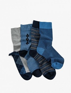 Набор мужских носков из 4 предметов, разноцветные, с минимальным рисунком