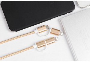 USB кабель Combo USB кабель "2 в 1" для зарядки смартфонов Apple и Android.