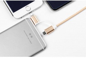 USB кабель Combo USB кабель "2 в 1" для зарядки смартфонов Apple и Android.