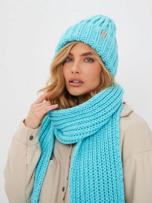Женский комплект (шапка+шарф) с шерстью на флисе
