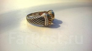 Дизайнерское кольцо, серебро с позолотой+фианиты, р. 17-17,5