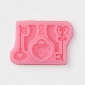Силиконовый молд Доляна «Ключ от сердца», 8,5x6,8 см, цвет МИКС