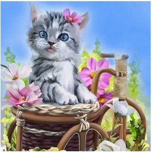 Алмазная мозаика  без подрамника  частичная выкладка    арт.YCC24319 КОТ
