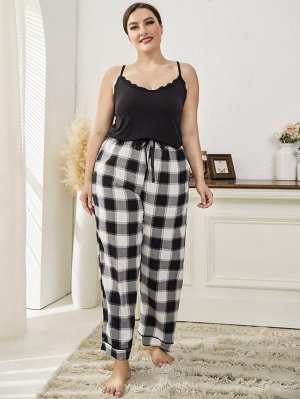 Пижама женская PLUS SIZE (майка+штаны) с принтом