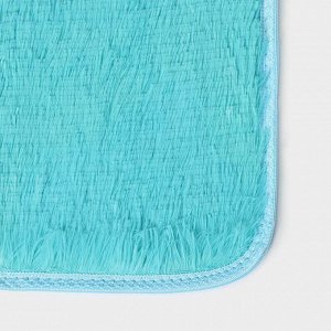Коврик для ванной прямоугольный Доляна «Пушистик», 50x80 см, цвет лазурный