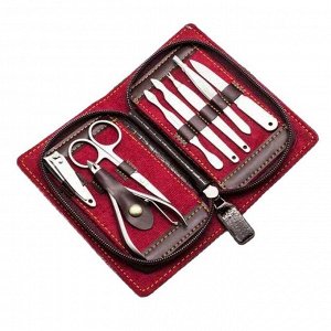 Mertz manicure Mertz Маникюрный набор 6038, 8 предметов, лаковая кожа, красный
