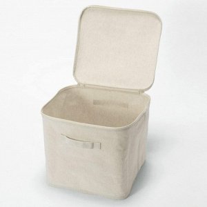 MUJI Linen Box - льняной высокий квадратный короб с крышкой на молнии