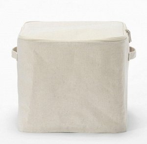 MUJI Linen Box - льняной высокий квадратный короб с крышкой на молнии