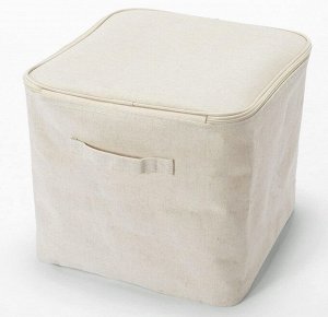 MUJI Linen Box - льняной высокий квадратный короб с крышкой на молнии