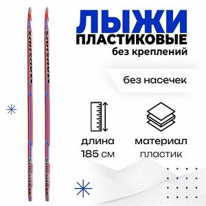 Лыжи пластиковые, 185 см, без креплений, без насечек, цвета МИКС