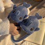 Теплые тапочки мужские без пятки, &quot;Акула с глазами&quot;, цвет синий