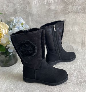 Полусапожки женские зимние черные на меху