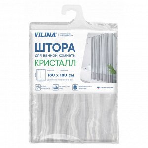 Штора для ванной комнаты, 180 х 180 см, с кольцами, PEVA, прозрачная, КРИСТАЛЛ Водопад