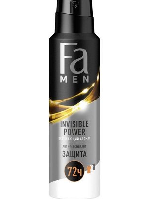 Фа, Дезодорант-антиперспирант мужской Invisible power, освежающий аромат, 72 ч, 150 мл, Fa