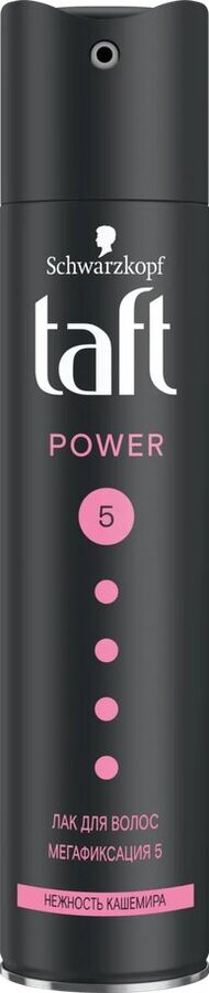 Тафт, Лак для укладки волос Power, нежность кашемира, для сухих и поврежденных волос, мегафиксация 5, 225 мл, Taft