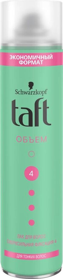 Тафт, Лак для укладки волос Объём, для тонких волос, сверхсильная фиксация 4, 350 мл, Taft