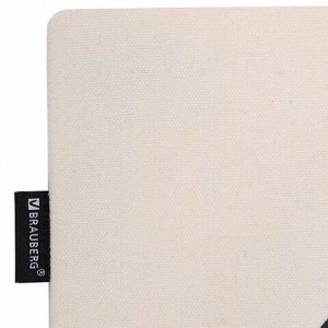Сумка шоппер BRAUBERG PREMIUM, канвас, 40х35 см, на кнопке, карман, бежевый, "Yin-yang", 271901