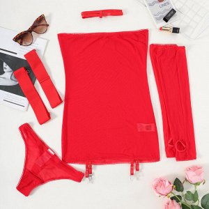 Женское полупрозрачное платье, цвет красный