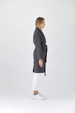 Пальто женское демисезонное 23220 (черно-серый)