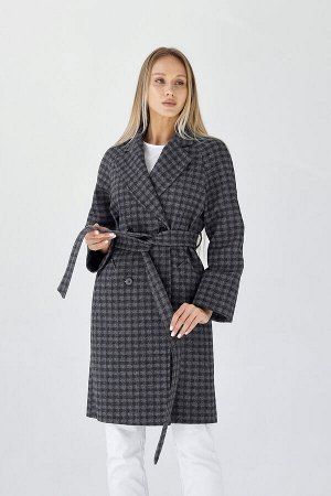 Пальто женское демисезонное 23220 (черно-серый)