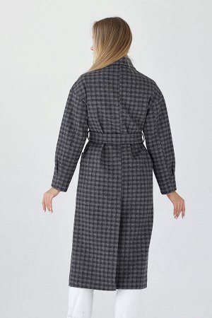 Пальто женское демисезонное 25417 (черно-серый)