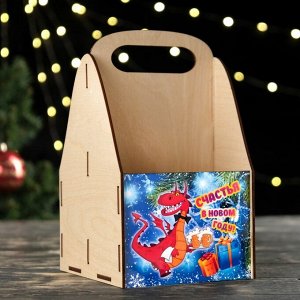 Ящик для пива "Счастья в Новом Году!" символ года, подарки, 25х16х15 см