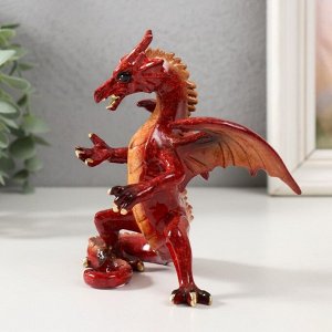 Сувенир полистоун лак "Красный дракон - кунг-фу" 11х9,7х12,5 см