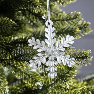 Ёлочная игрушка «Снежинка», 9х8.5х2.8 см, 1 LED, от батареек, свечение мульти (RGB)