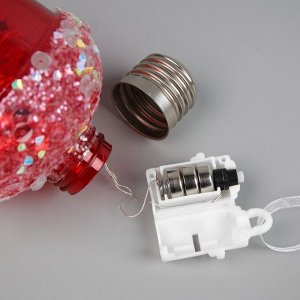 Luazon Lighting Ёлочный шар «Жёлудь красный», батарейки, 4 LED, свечение тёплое белое
