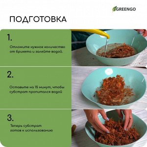 Субстрат кокосовый в брикете, 5 л, кокосовые чипсы, универсальный, Greengo