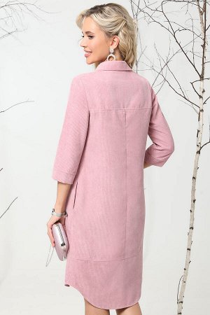 Платье вельветовое розовое с кокеткой