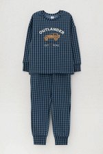Пижама(Осень-Зима)+boys (синий джинс, маленькая клетка)