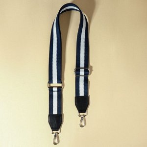 Ручка для сумки, стропа с кожаной вставкой, 139 ± 3 x 3,8 см, цвет синий/белый