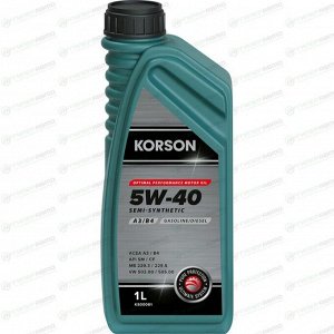 Масло моторное Korson Optimal Performance Motor Oil 5w40, полусинтетическое, API SM/CF, ACEA A3/B4, универсальное, 1л, арт. KS00081