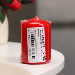 Свеча - цилиндр, 4х6 см, 9 ч, красный
