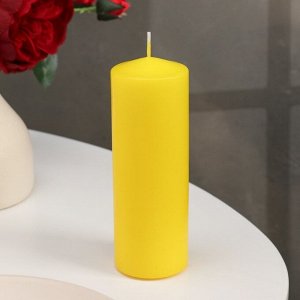 Свеча - цилиндр, 5х15 см, желтая лакированная, 14 ч