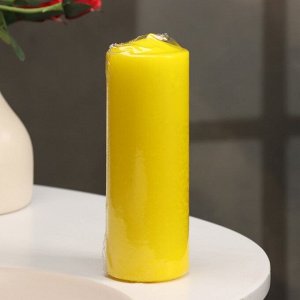 Свеча - цилиндр, 5х15 см, желтая лакированная, 14 ч