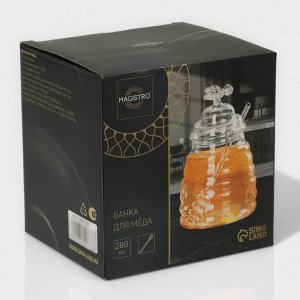 Баночка стеклянная для мёда и варенья Magistro «Пчёлка», 280 мл, 8×12 см