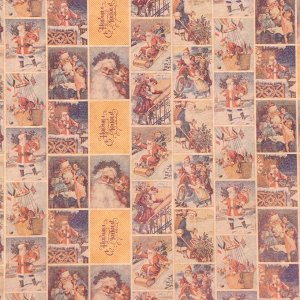Бумага упаковочная крафт «Открытки с Дедом Морозом», 0,72 х 10 м