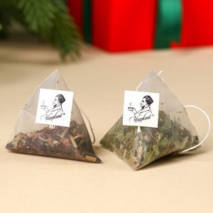 Подарочный набор «Тепло на двоих»: Чай чёрный с грецким орехом и корицей 3 г., чайный напиток травяной 3 г.