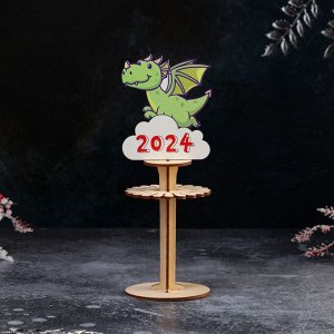 Салфетница деревянная Доляна «Дракончик в облаках», символ года 2024, 21×11×11 см, цвет дракончика микс