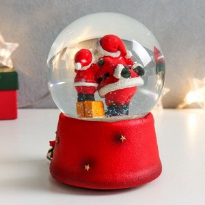 Сувенир полистоун водяной шар музыка "Дед Мороз с малышом" 11,5х11,5х14 см