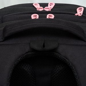 Рюкзак школьный GRIZZLY с карманом для ноутбука 13", двумя отделениями, анатомической спинкой, для девочки черный