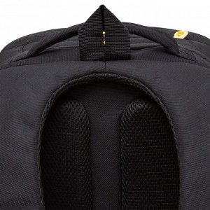 Рюкзак школьный GRIZZLY с карманом для ноутбука 13", двумя отделениями, анатомической спинкой, для девочки черный веселый