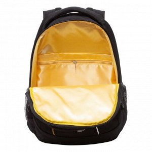 Рюкзак молодежный GRIZZLY с карманом для ноутбука 13", анатомической спинкой, для девочки, женский черный кошки