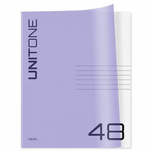Тетрадь 48л. клетка BG ""UniTone. Neon"", пластиковая обложка, неон сиреневый